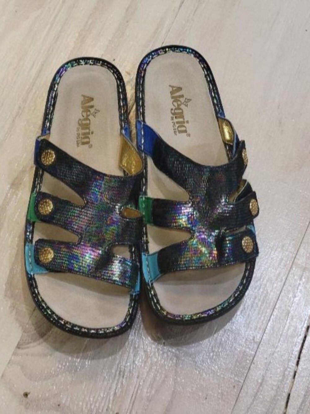 Alegria Sandals Womens 40 Venus 3-Strap Leather Slip On VEN-718 BOHO HIPPIE
